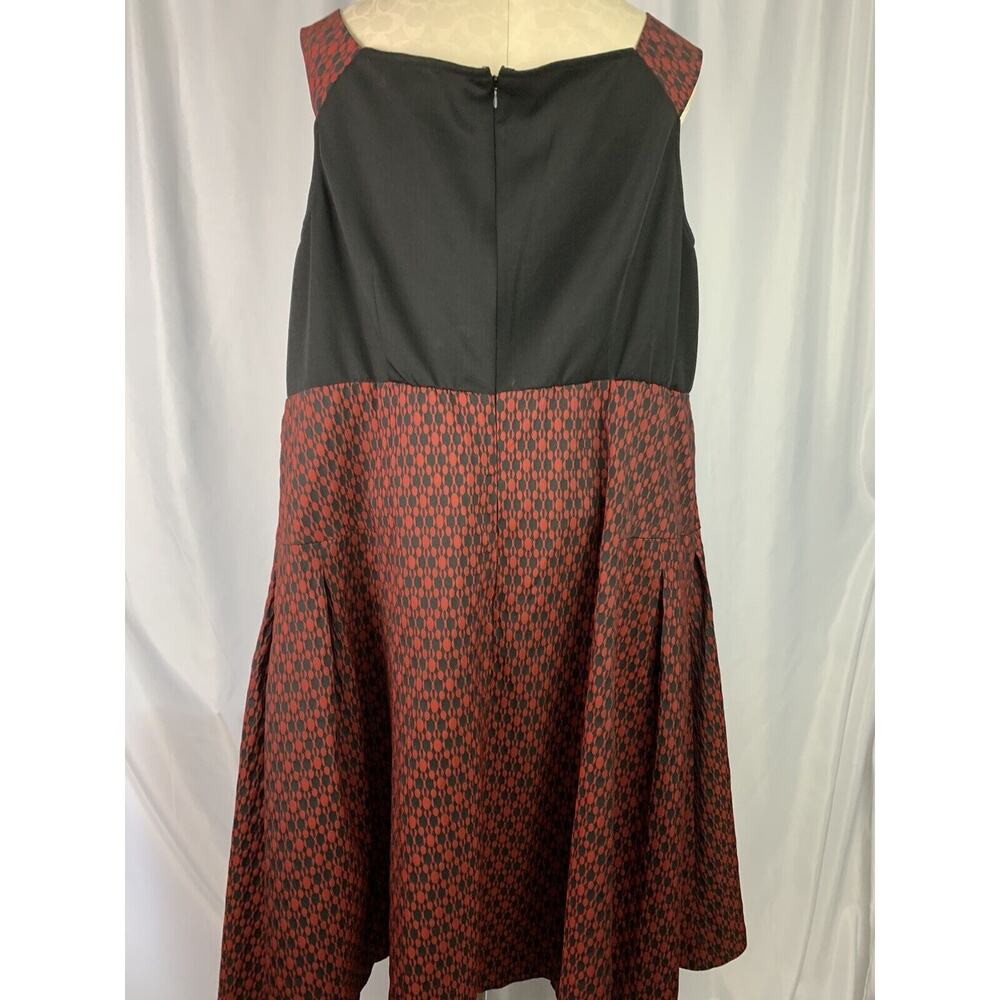 Size 20 Eloquii Midi Red Black Sleeveless Fit Flare Dress Plus Size - Picture 8 of 9